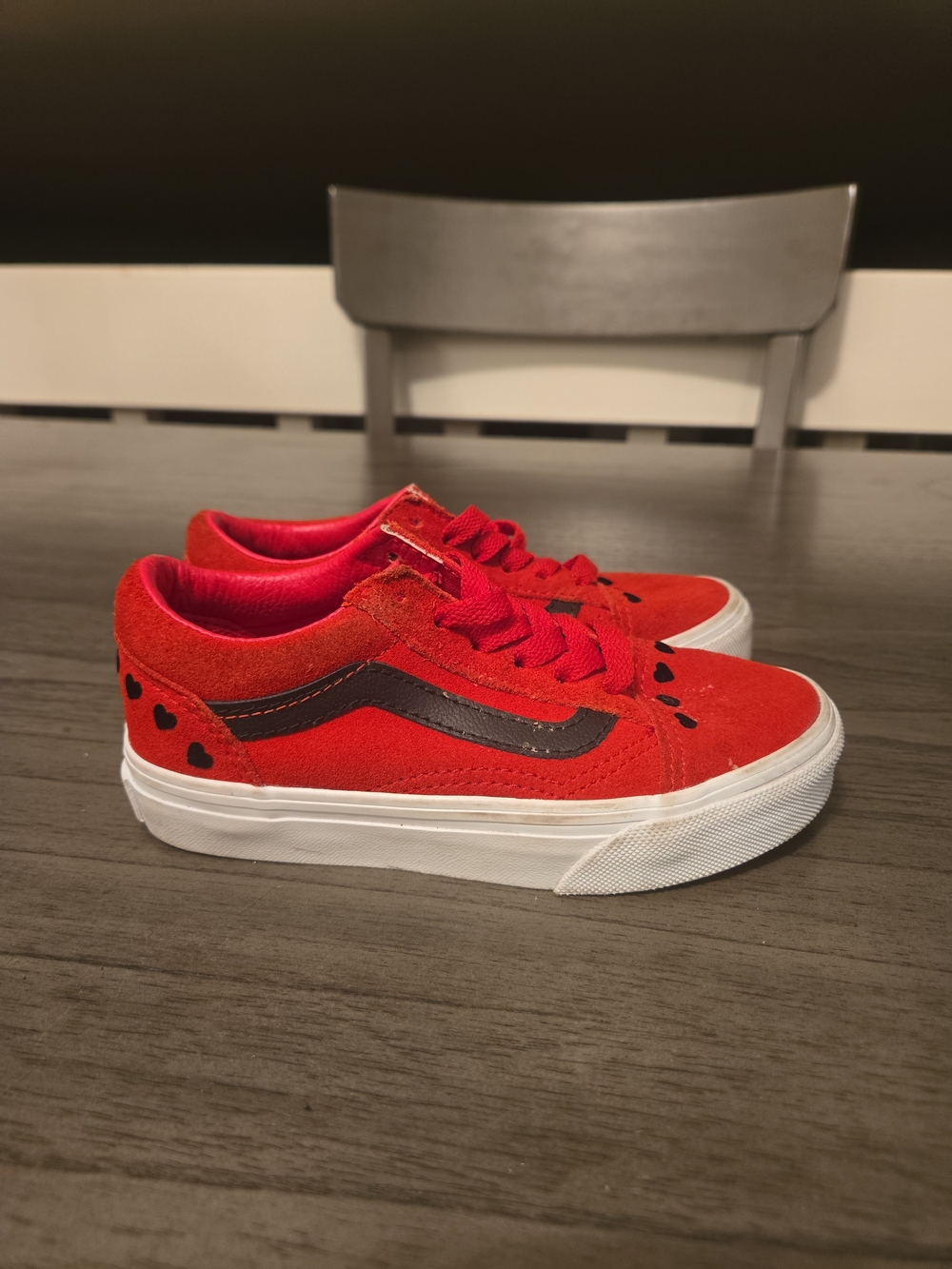 Vans Kids Red Suede Heart Accent Sneakers